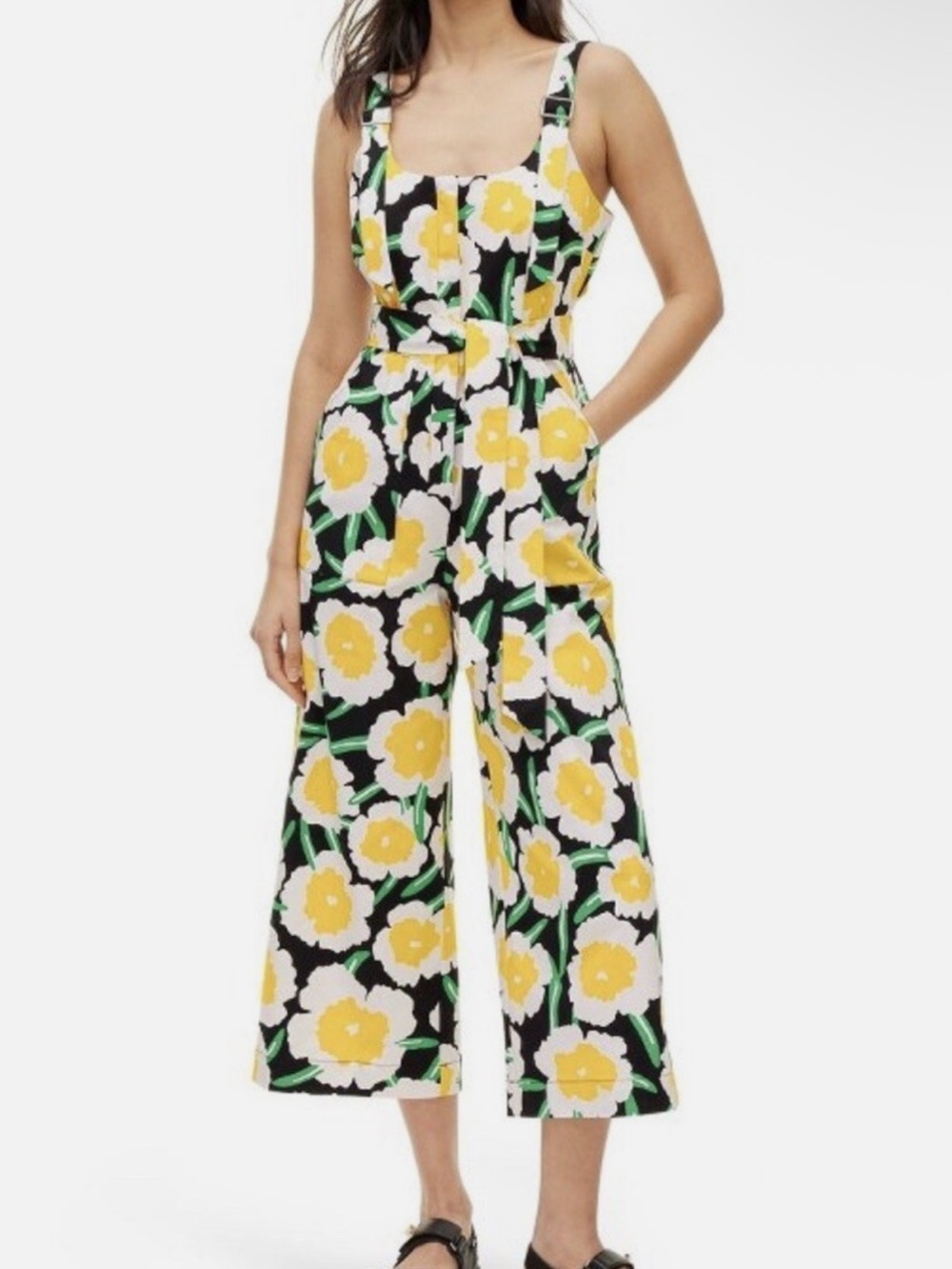 DVF x Target Floral Wide-Leg Jumpsuit in Yellow Black